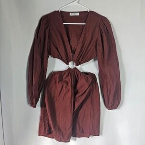 REVERSE Long Sleeve Cutout Ring Detail Mini‎ Dress Women's